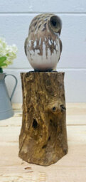 My Square Mile Bird Statue Ornament Wooden Hand Carved Bird Tree Stump British Birds Indoor/outdoor Garden Ornament (Single White Owl) - thumbnail 5