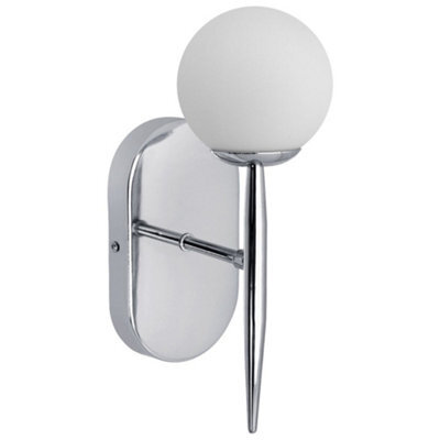 Long Life Lamps Company Modern Indoor Frosted Glass Globe Scone Chrome Wall Light H3078 With Led G9 Warm White - image 1