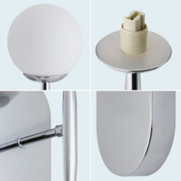 Long Life Lamps Company Modern Indoor Frosted Glass Globe Scone Chrome Wall Light H3078 With Led G9 Warm White - thumbnail 5