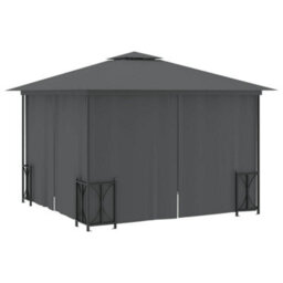 Berkfield Gazebo With Sidewalls&double Roofs 3X3 M Anthracite - thumbnail 4