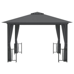 Berkfield Gazebo With Sidewalls&double Roofs 3X3 M Anthracite - thumbnail 3
