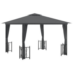 Berkfield Gazebo With Sidewalls&double Roofs 3X3 M Anthracite - thumbnail 2