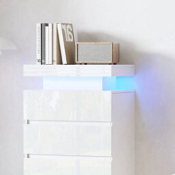 Modern White 5 Drawer Cabinets Dressing Tables Storage Cabinets W/led Light - thumbnail 3