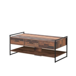 Timber Art Design Abbey Coffee Table With 3 Drawers Rustic Industrial Oak Effect Living Room - thumbnail 5