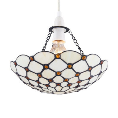 First Choice Lighting Nicolson - Natural Tiffany Jewel Uplight Easy Fit Pendant Shade - image 1