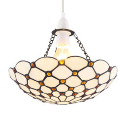 First Choice Lighting Nicolson - Natural Tiffany Jewel Uplight Easy Fit Pendant Shade - thumbnail 3