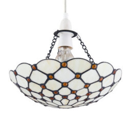First Choice Lighting Nicolson - Natural Tiffany Jewel Uplight Easy Fit Pendant Shade - thumbnail 2
