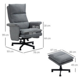 Homcom Swivel Recliner Chair W/footstool Massage Points Remote Control Grey - thumbnail 3
