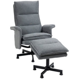 Homcom Swivel Recliner Chair W/footstool Massage Points Remote Control Grey - thumbnail 2