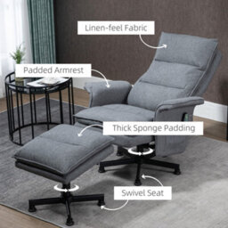 Homcom Swivel Recliner Chair W/footstool Massage Points Remote Control Grey - thumbnail 6