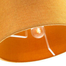 Happy Homewares Contemporary And Sleek 12 Inch Ochre Linen Fabric Drum Lamp Shade 60W Maximum - thumbnail 4