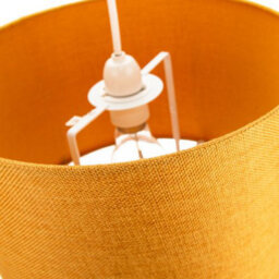 Happy Homewares Contemporary And Sleek 12 Inch Ochre Linen Fabric Drum Lamp Shade 60W Maximum - thumbnail 3