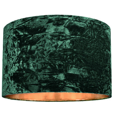 Happy Homewares Modern Green Crushed Velvet 20 Floor/pendant Lampshade With Shiny Copper Inner - image 1