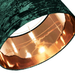 Happy Homewares Modern Green Crushed Velvet 20 Floor/pendant Lampshade With Shiny Copper Inner - thumbnail 2