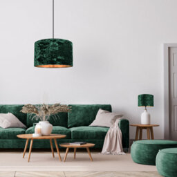 Happy Homewares Modern Green Crushed Velvet 20 Floor/pendant Lampshade With Shiny Copper Inner - thumbnail 6