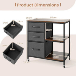 3 Drawer Mobile File Cabinet Rolling Printer Stand - thumbnail 2