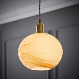 Valuelights Sookie Alabaster Marble Effect Glass Brushed Gold Capped Ceiling Pendant Light - thumbnail 3