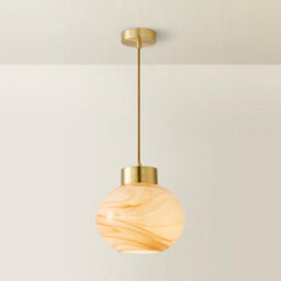 Valuelights Sookie Alabaster Marble Effect Glass Brushed Gold Capped Ceiling Pendant Light - thumbnail 2