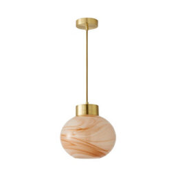 Valuelights Sookie Alabaster Marble Effect Glass Brushed Gold Capped Ceiling Pendant Light - thumbnail 1
