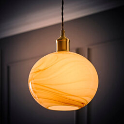Valuelights Sookie Alabaster Marble Effect Glass Brushed Gold Capped Ceiling Pendant Light - thumbnail 4