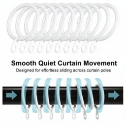 Homeelabador 40mm Large White Colour Pole Curtain Rings With Eyelet - Pack Of 48 - thumbnail 6