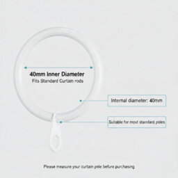 Homeelabador 40mm Large White Colour Pole Curtain Rings With Eyelet - Pack Of 48 - thumbnail 3