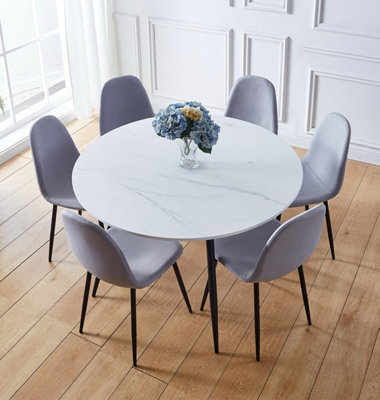 Hallowood Furniture Cullompton Large Round Dining Table (1.2M) With 6 Chairs (Cha502-Sgy) - image 1