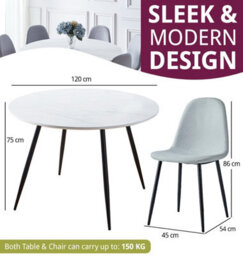 Hallowood Furniture Cullompton Large Round Dining Table (1.2M) With 6 Chairs (Cha502-Sgy) - thumbnail 3