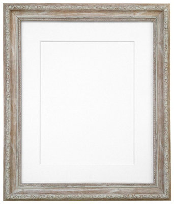 Frames By Post Shabby Chic Distressed Wood With White Mount For Image Size A4 - image 1