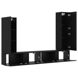 Berkfield 4 Piece Tv Cabinet Set Wall-Mounted Black Oak Engineered Wood - thumbnail 5