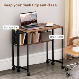 Wyld Haus Saha 80Cm Rustic Brown Drop Leaf Writing Desk - Compact, Foldable Workstation - thumbnail 5