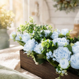 Blue Artificial Flower Arrangement With Planter Box - thumbnail 3