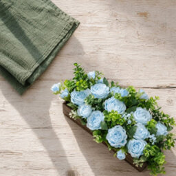 Blue Artificial Flower Arrangement With Planter Box - thumbnail 5
