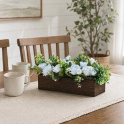 Blue Artificial Flower Arrangement With Planter Box - thumbnail 4