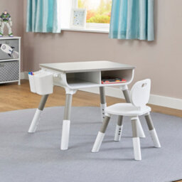 Liberty House Toys Kid's Scandi Height Adjustable Desk And Chair Set White And Grey - thumbnail 2