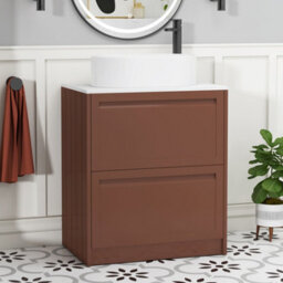 Royal Bathrooms Royal Bathroom Elmore 700mm Terracotta Clay Freestanding Countertop Bathroom Vanity Unit 2 Drawer With Peak Basin - thumbnail 1