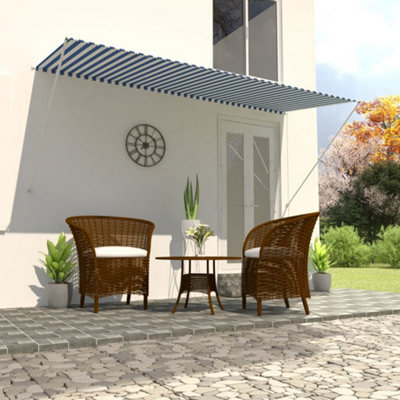 Walplus Retractable Awning Garden Sun Shade Canopy Gazebo For Back Door, Porch, Patio 300X150 Cm Blue And White - image 1