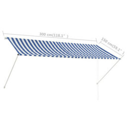 Walplus Retractable Awning Garden Sun Shade Canopy Gazebo For Back Door, Porch, Patio 300X150 Cm Blue And White - thumbnail 8