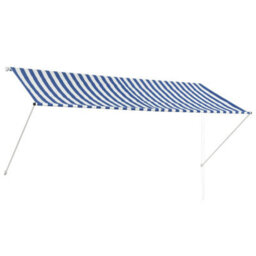 Walplus Retractable Awning Garden Sun Shade Canopy Gazebo For Back Door, Porch, Patio 300X150 Cm Blue And White - thumbnail 2