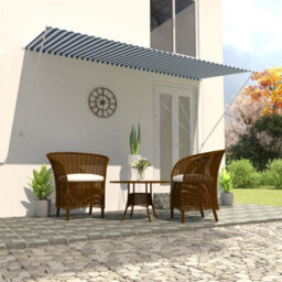 Walplus Retractable Awning Garden Sun Shade Canopy Gazebo For Back Door, Porch, Patio 300X150 Cm Blue And White - thumbnail 1
