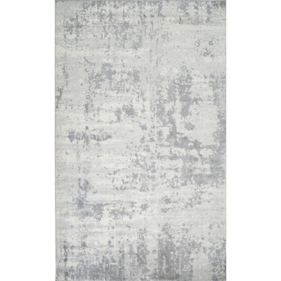 Livabliss Monaco-Abstract Grey Ivory Modern Marble Living Dining Bedroom Rug 80 X 150 Cm Easy Care, Non Shedding - image 1