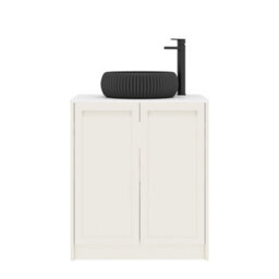 Royal Bathrooms Royal Bathroom Elmore 700mm Classic White Freestanding Bathroom Vanity Unit 2 Door Plain White Worktop With Milan Black Basin - thumbnail 7