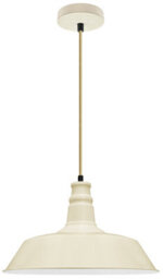 Long Life Lamps Company Vintage Industrial Ceiling Pendant Light Cream Metal Lamp Shade M0094 - thumbnail 3