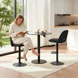 Sonara Adjustable Upholstered Velvet Bar Stools With Gas-Lift, Swivel And Footrest - thumbnail 8