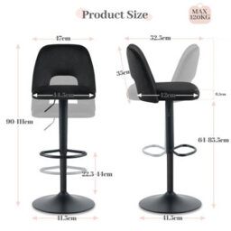 Sonara Adjustable Upholstered Velvet Bar Stools With Gas-Lift, Swivel And Footrest - thumbnail 6