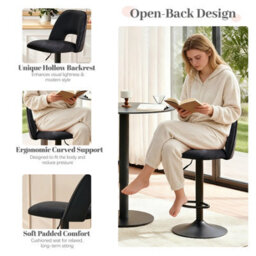 Sonara Adjustable Upholstered Velvet Bar Stools With Gas-Lift, Swivel And Footrest - thumbnail 4