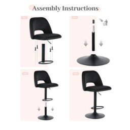 Sonara Adjustable Upholstered Velvet Bar Stools With Gas-Lift, Swivel And Footrest - thumbnail 7