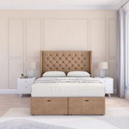 "Sloomy Dior Sand Naples 5Ft Ottoman Bed End Opening With Sprung Memory Mattress & 54"" Headboard-King" - thumbnail 2