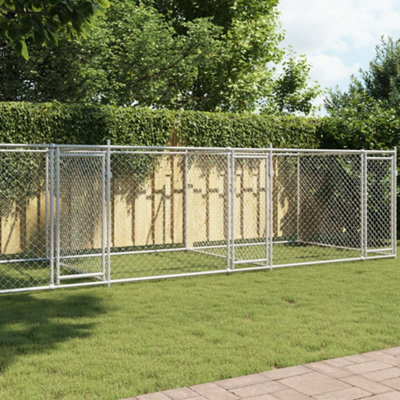 Walplus Grey Dog Cage With Doors 8X2X1.5 M Galvanised Steel Kennel Pen - image 1