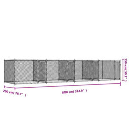 Walplus Grey Dog Cage With Doors 8X2X1.5 M Galvanised Steel Kennel Pen - thumbnail 9
